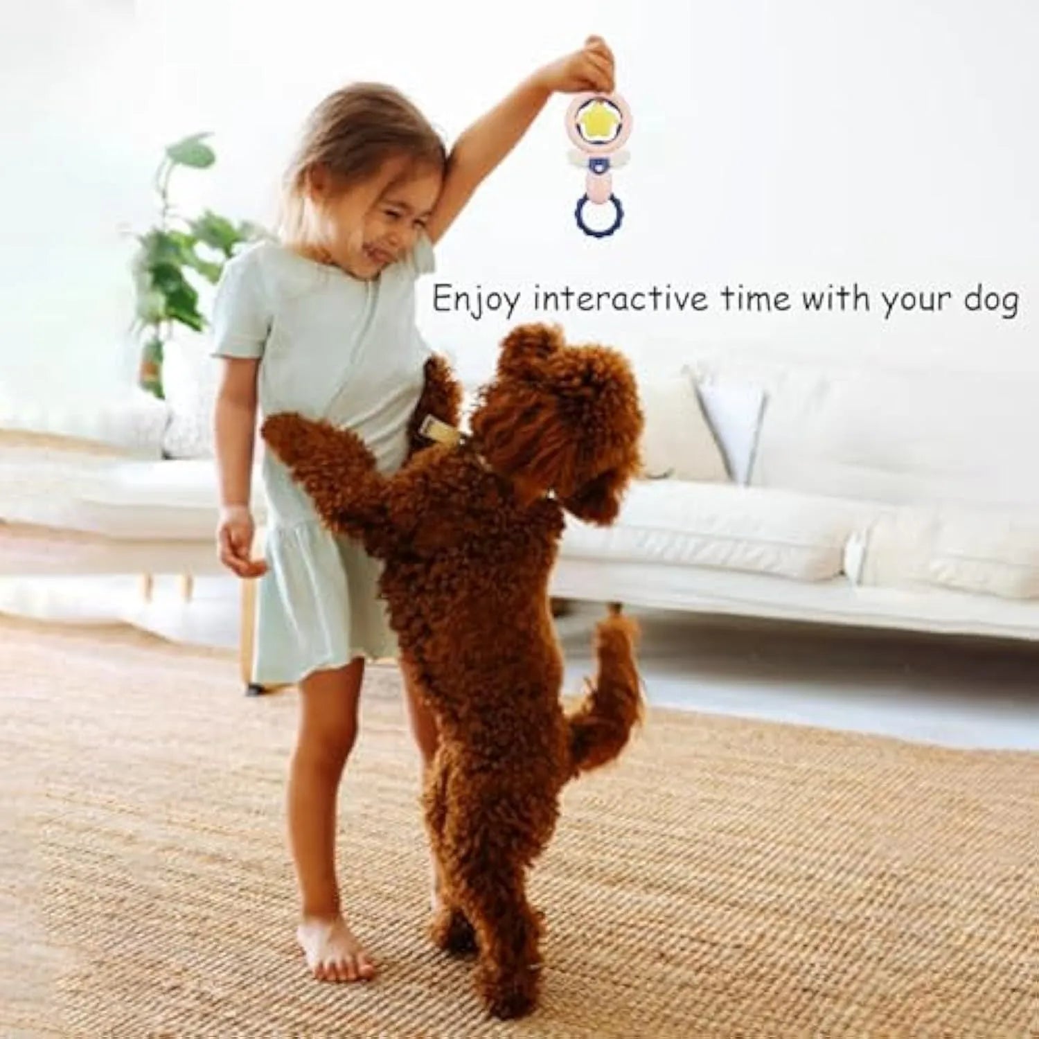 Pink interactive dog toy set with squeaky and dental toys for chewing and oral care