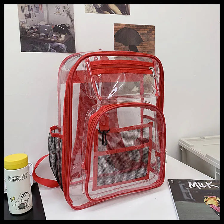 PVC transparent waterproof backpack in unisex size 30x16x44cm with thin inner bag
