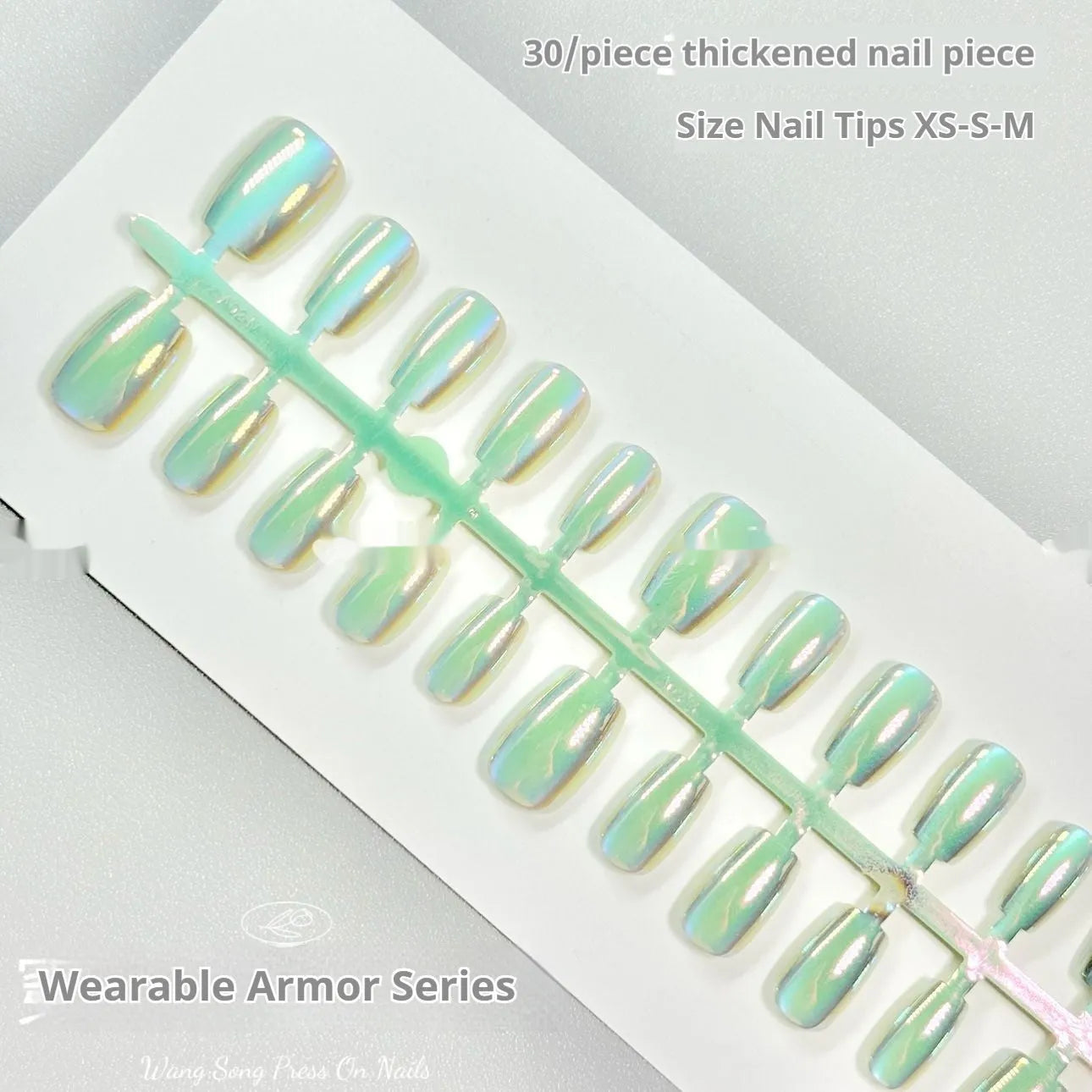 Electroplated Cat's Eye false nails with aurora finish in short stiletto sizes