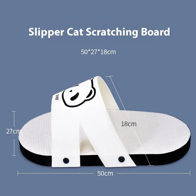 White corrugated paper cat scratch board with slipper-style design on floor
