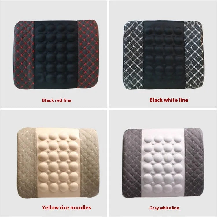Car Electric Massage Lumbar Support Pillow Interior Decoration PU Leather with Latex Filler Four Seasons Universal Black Ribbon Red Line or Black White Line Red Wine Headrest Pair Bag Single Bag Options