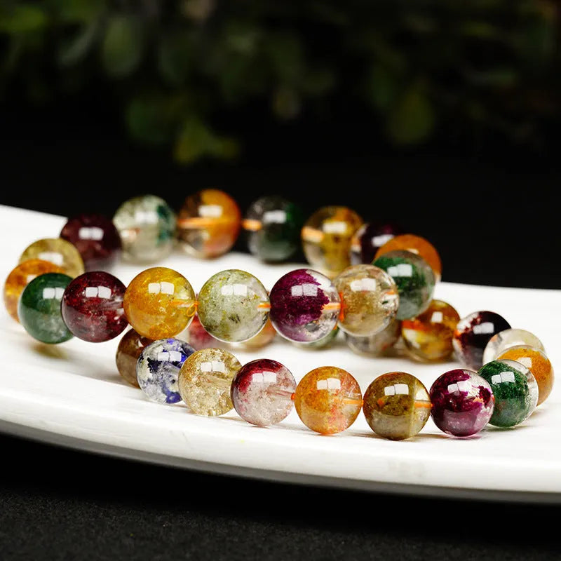 10mm crystal bead bracelet with natural four seasons colours in retro ethnic ghost cornucopia design