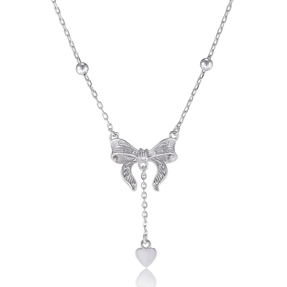925 silver butterfly heart pendant necklace on O-ring chain with adjustable 40cm-45cm length