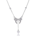 925 silver butterfly heart pendant necklace on O-ring chain with adjustable 40cm-45cm length
