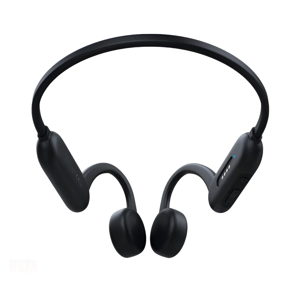IPX8 bone conduction swimming headset with Bluetooth 5.0 in black, side view