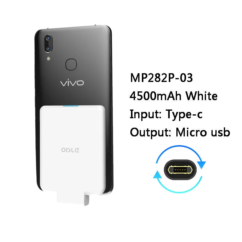 MP282P back clip battery 4500mAh for iPhone Android Type-C in black slim 9mm design