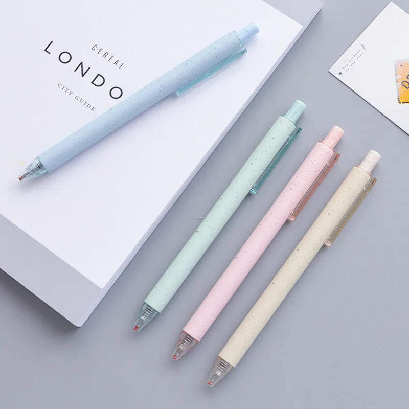 Pack of 12 push-type gel pens with 0.5mm quick-drying black ink, assorted colours