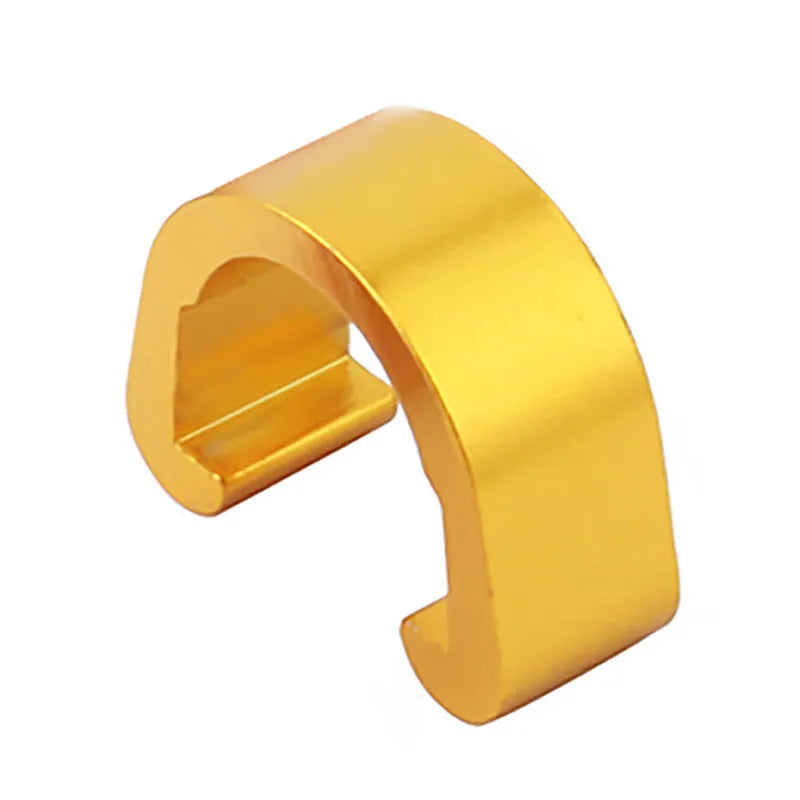 Pack of ten small aluminium alloy C-shaped buckles in assorted metallic colours on a white background.