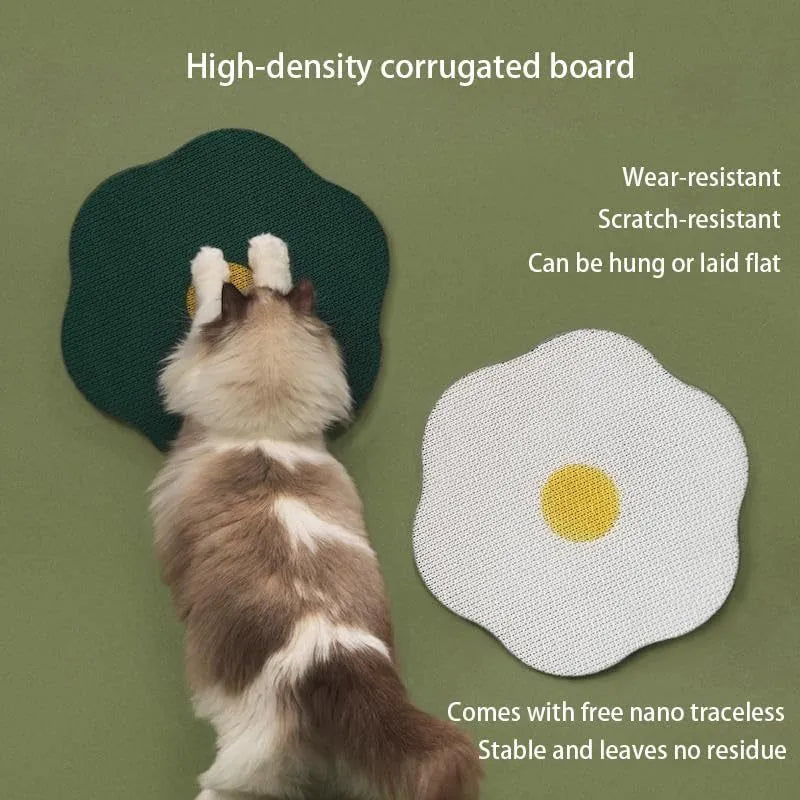 Grey wall mounted cat scratching board made of corrugated cardboard with traceless adhesive