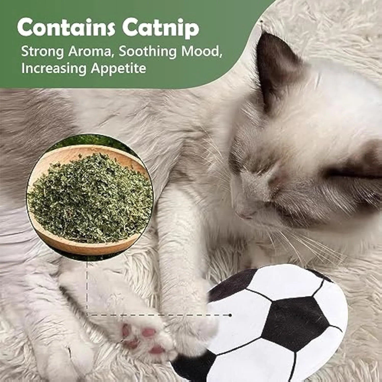 Soft plush cat toy in sports ball design, shaped as a flat flying disc with catnip and crinkle sound inside.