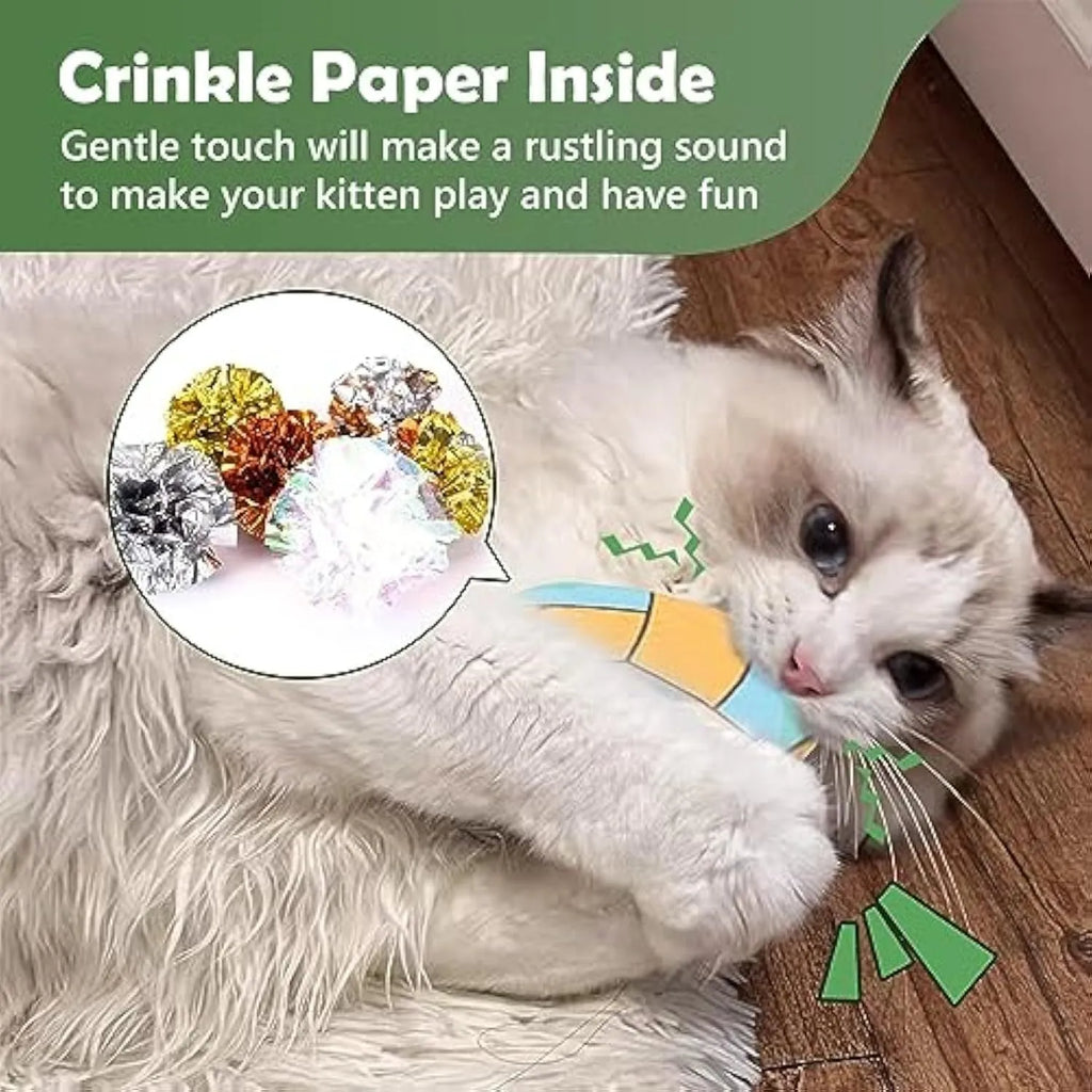 Soft plush cat toy in sports ball design, shaped as a flat flying disc with catnip and crinkle sound inside.