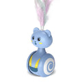 Interactive cat tumbler toy with colourful feathers and rotating ball for indoor play