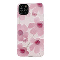 Pink flower phone case soft rubber protective shell with lanyard hole for Apple iPhone 11