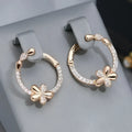 Women's copper round ring earrings with electroplated finish, geometric shape, colour EK13286-FD-01, one pair