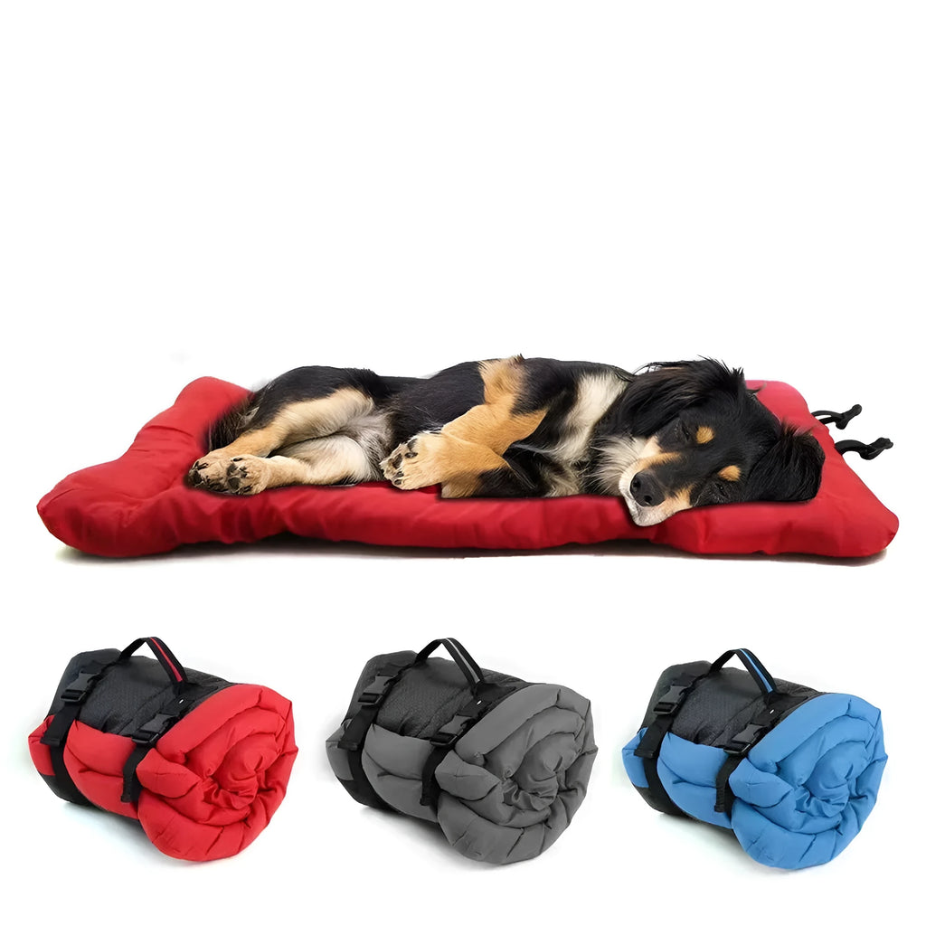 Foldable outdoor dog bed in blue colour, 1200D Oxford material, PU waterproof, non-slip bottom, 90x60cm
