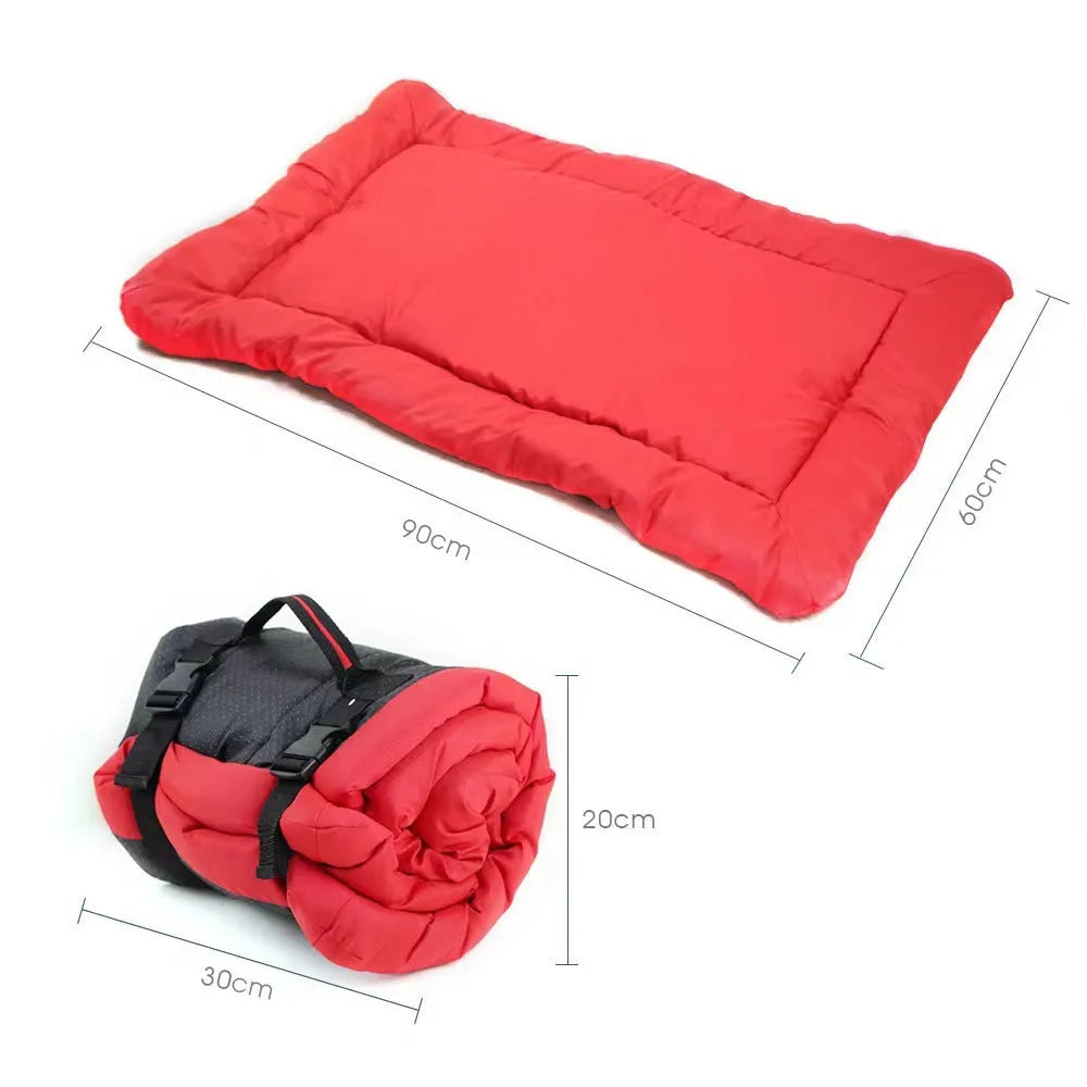Foldable outdoor dog bed in blue colour, 1200D Oxford material, PU waterproof, non-slip bottom, 90x60cm