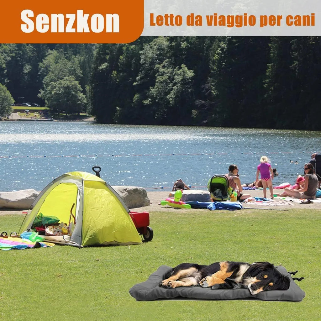 Foldable outdoor dog bed in blue colour, 1200D Oxford material, PU waterproof, non-slip bottom, 90x60cm