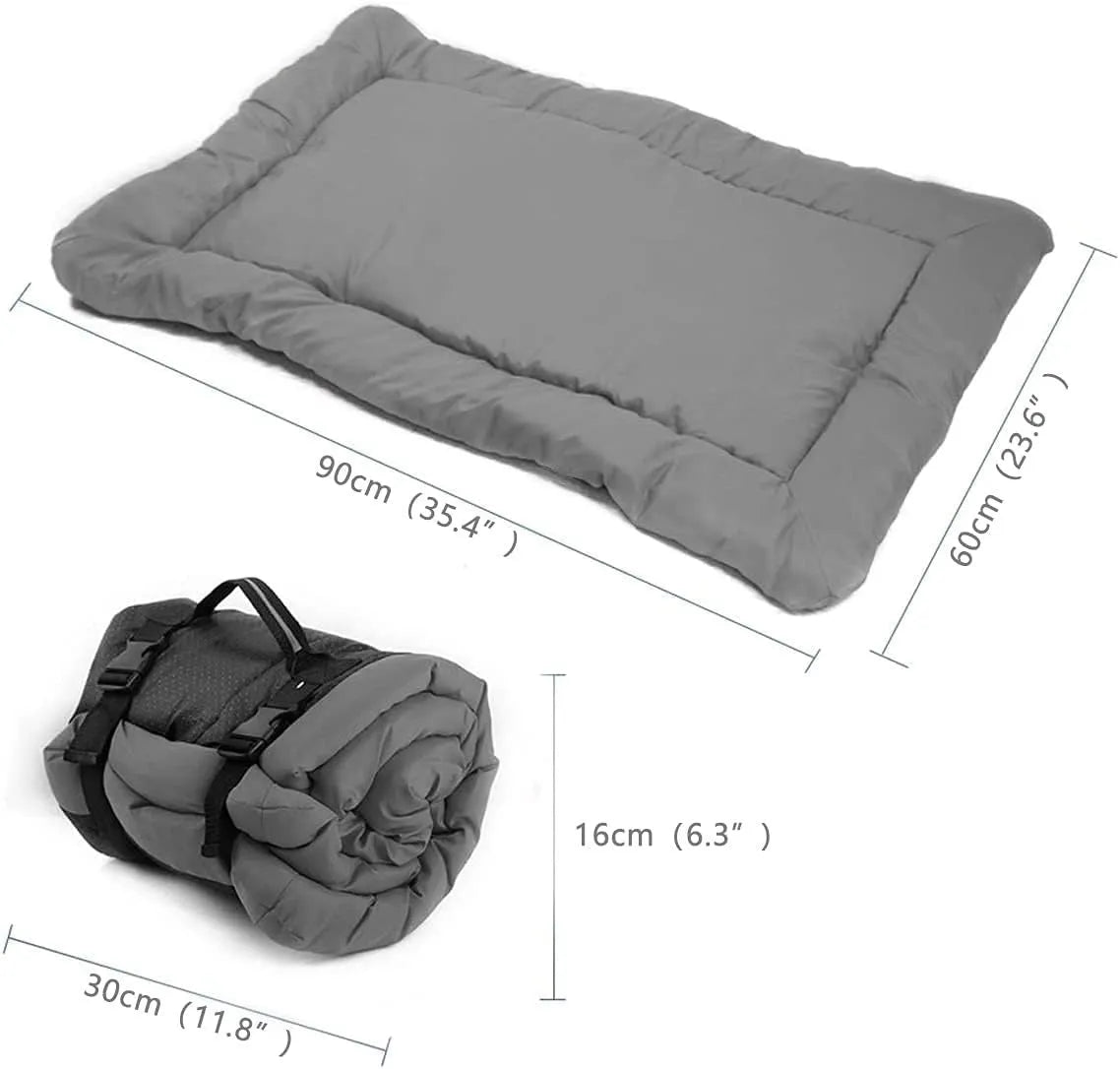 Foldable outdoor dog bed in blue colour, 1200D Oxford material, PU waterproof, non-slip bottom, 90x60cm