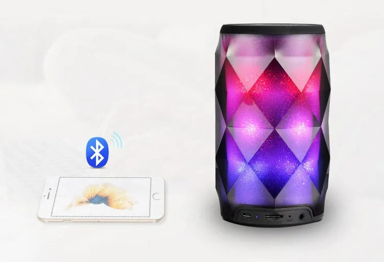 Crystal Coke can-shaped Bluetooth speaker with starry sky diamond light effect, black finish