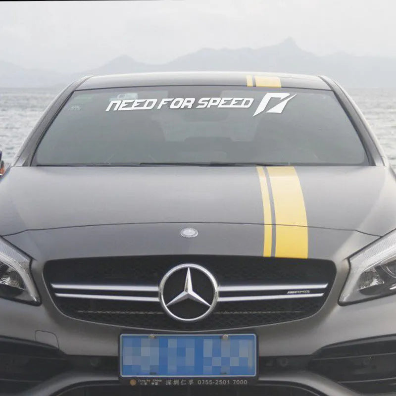 Need For Speed car sticker in reflective silver 90cm length on windshield