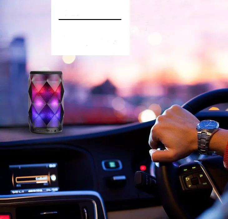 Crystal Coke can-shaped Bluetooth speaker with starry sky diamond light effect, black finish