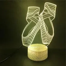 3D ballet shoe LED night light with remote control showing seven colour options