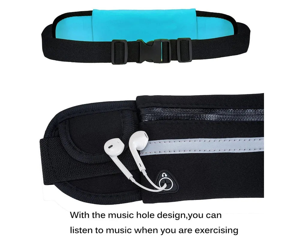 Waterproof anti-theft phone pocket for running in black with 6 inch capacity