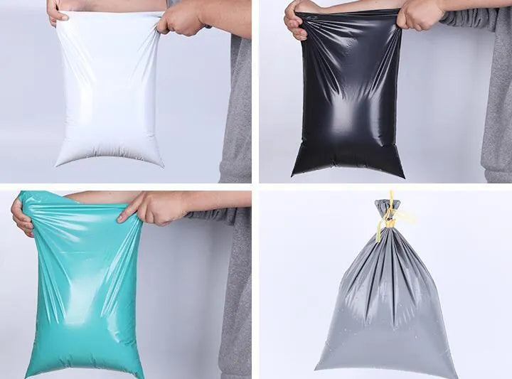 PE plastic courier bag with sticker seal, 100pcs bundle, available in multiple sizes and colours
