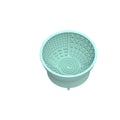 Cyan silicone slow feeder dog bowl with textured surface and suction cup base showing 15.8cm diameter