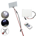 White LED fishing rod light with telescopic pole and remote controller for outdoor illumination