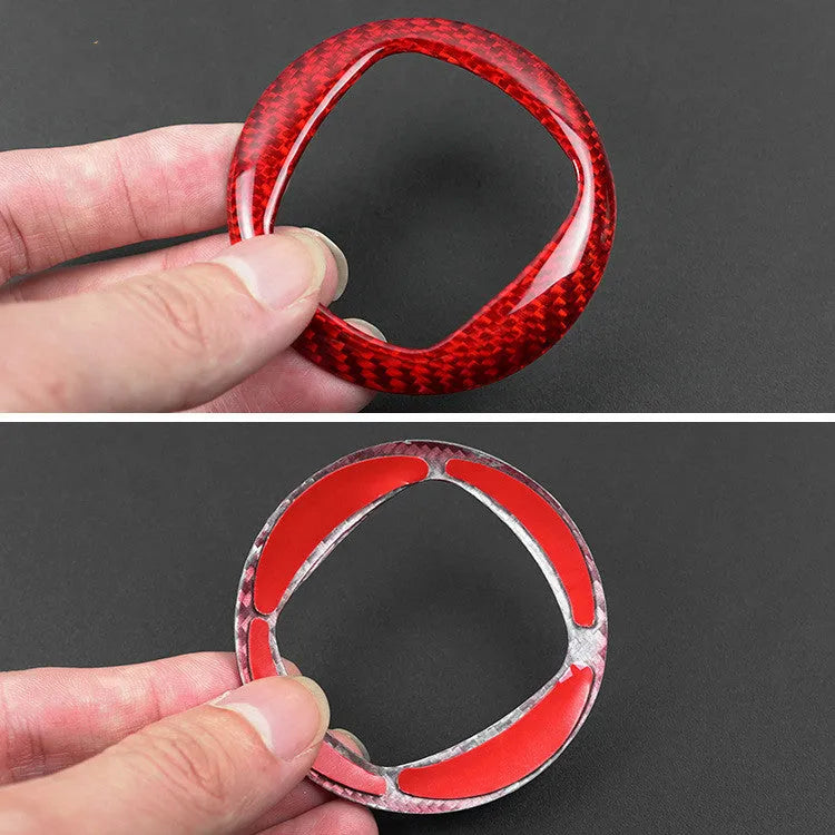 Real dry carbon fibre car steering wheel decorative frame sticker in black and red colour options