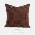 Square chenille woven cushion in a choice of seven colours on a sofa, showing its 50x50cm size and textured fabric.