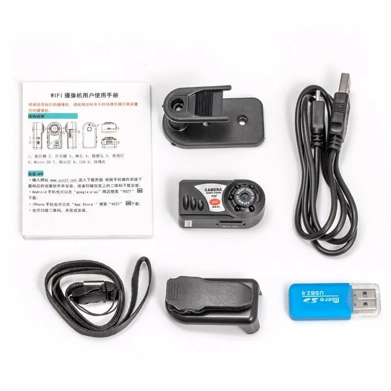 Black wireless WiFi network camera with 16x optical zoom, 720P HD, and night vision