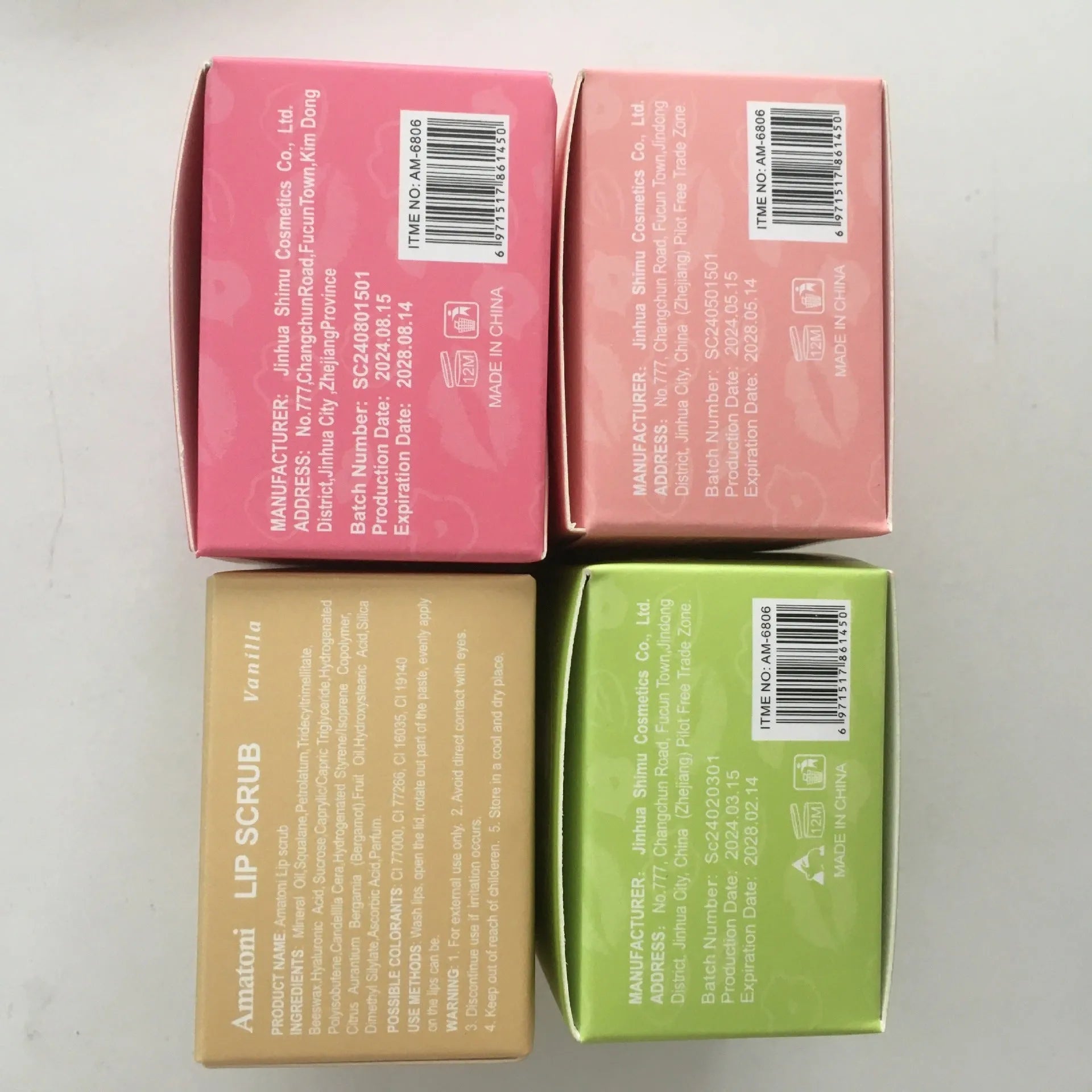 Amatoni 30g lip scrub cream pot in fruit flavours for exfoliating and moisturising lip care
