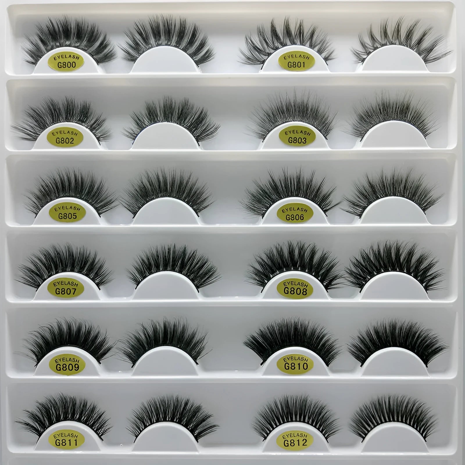 3D mink hair false eyelashes thick section cotton stem 5 pairs natural volume
