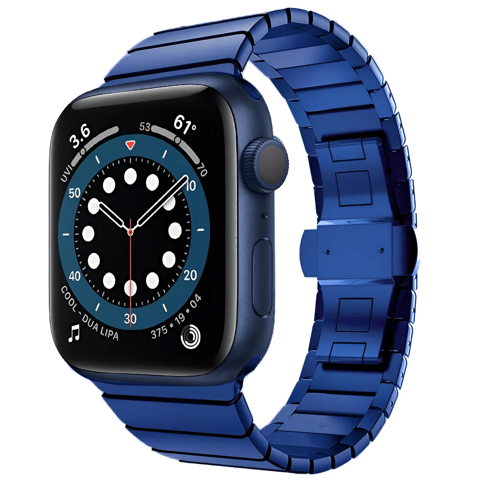 Stainless steel metal chain strap for Apple Watch with butterfly buckle clasp
