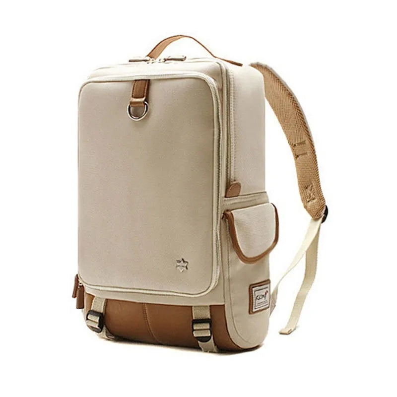 Men's large capacity backpack in Oxford cloth, shown in Army Green colour, dimensions 30cm wide by 46cm high.