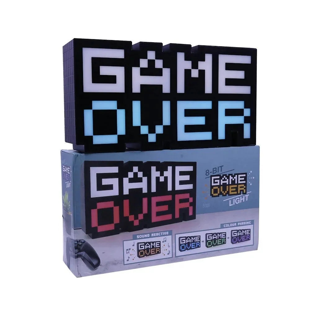 Game Over LED atmosphere light with PVC shade and USB connector in photo colour