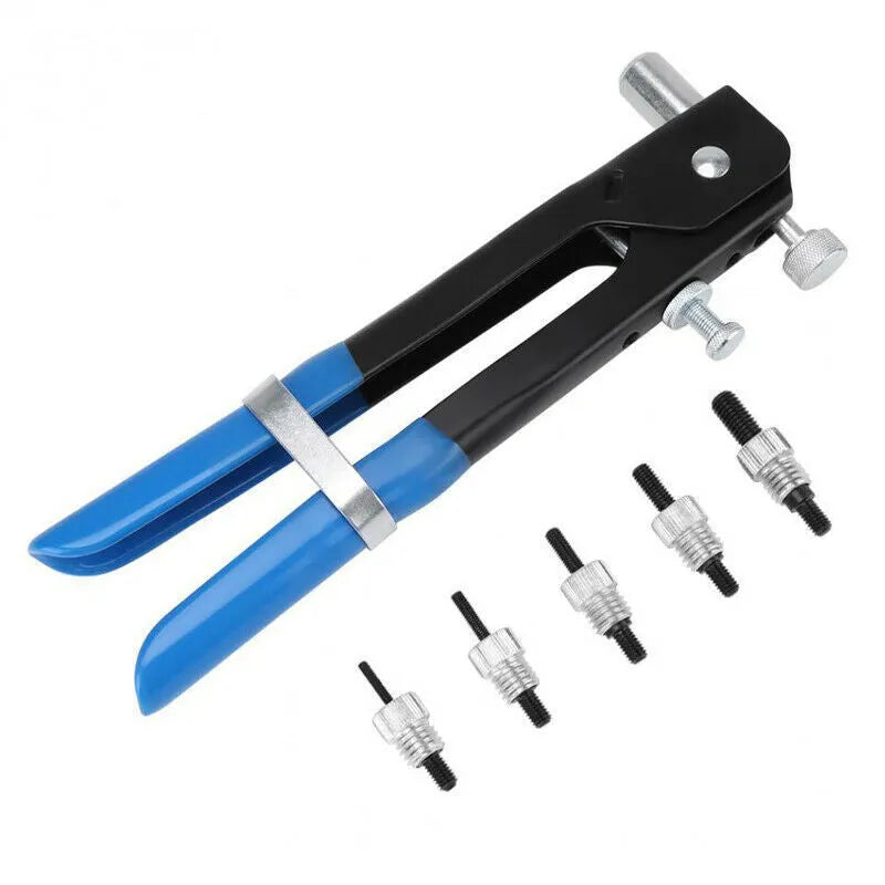 Manual riveter nut set tool with alloy steel construction in workshop setting