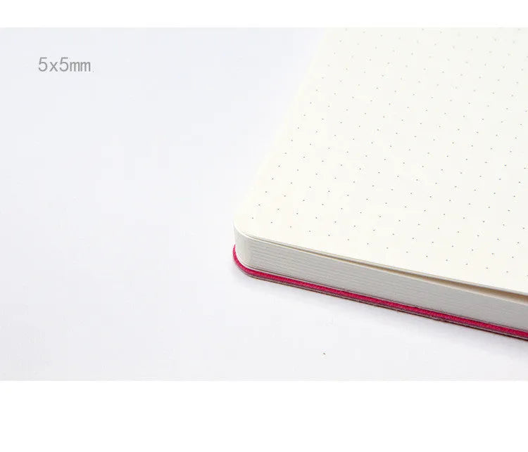 Soft surface dotted A5 notebook with blue imitation leather cover and locking plastic binding