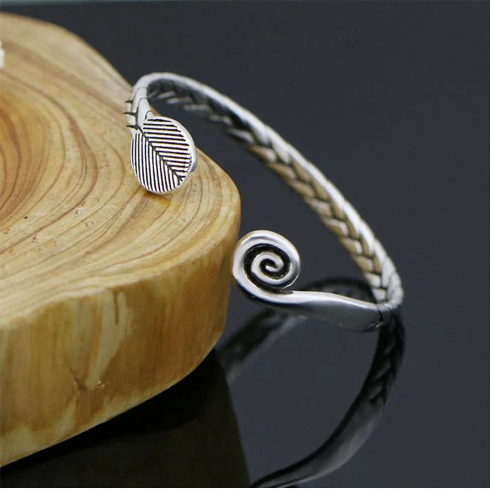 Women's retro Chinese style 925 silver opening bracelet with fish motif, electroplated copper, multiple colours