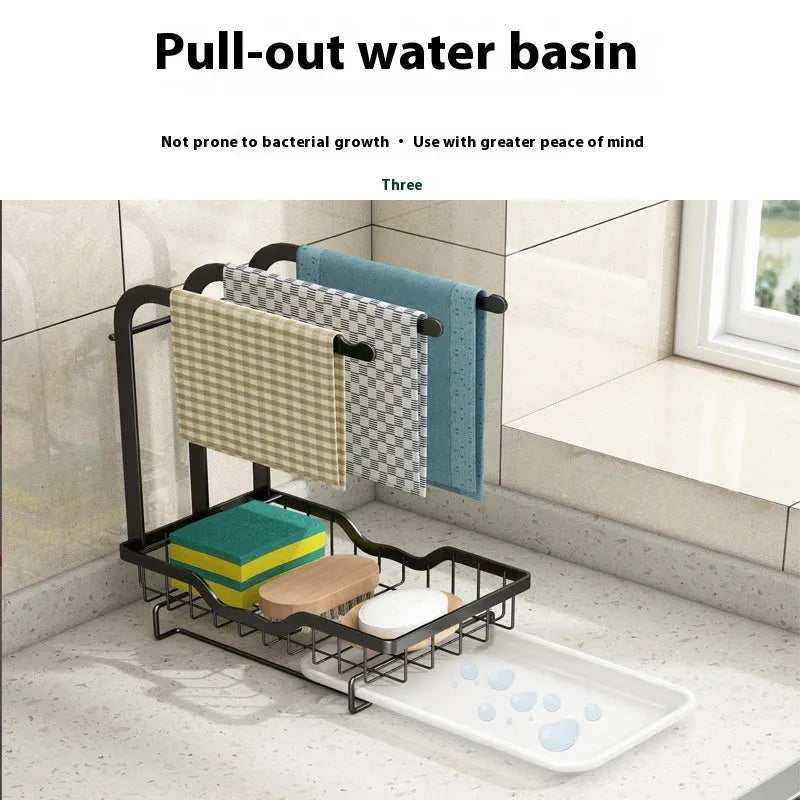Foldable plastic kitchen storage rack in new Chinese style for wall mounting or desktop use.