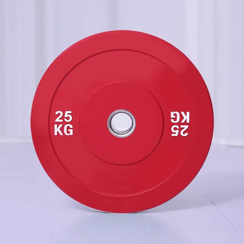 Macaron elastic rubber weight plate in green with large centre hole, colour-coded 10kg option