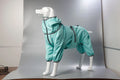 Dog wearing a cotton-padded polyester shell jacket in red, available in sizes M to XXXXL