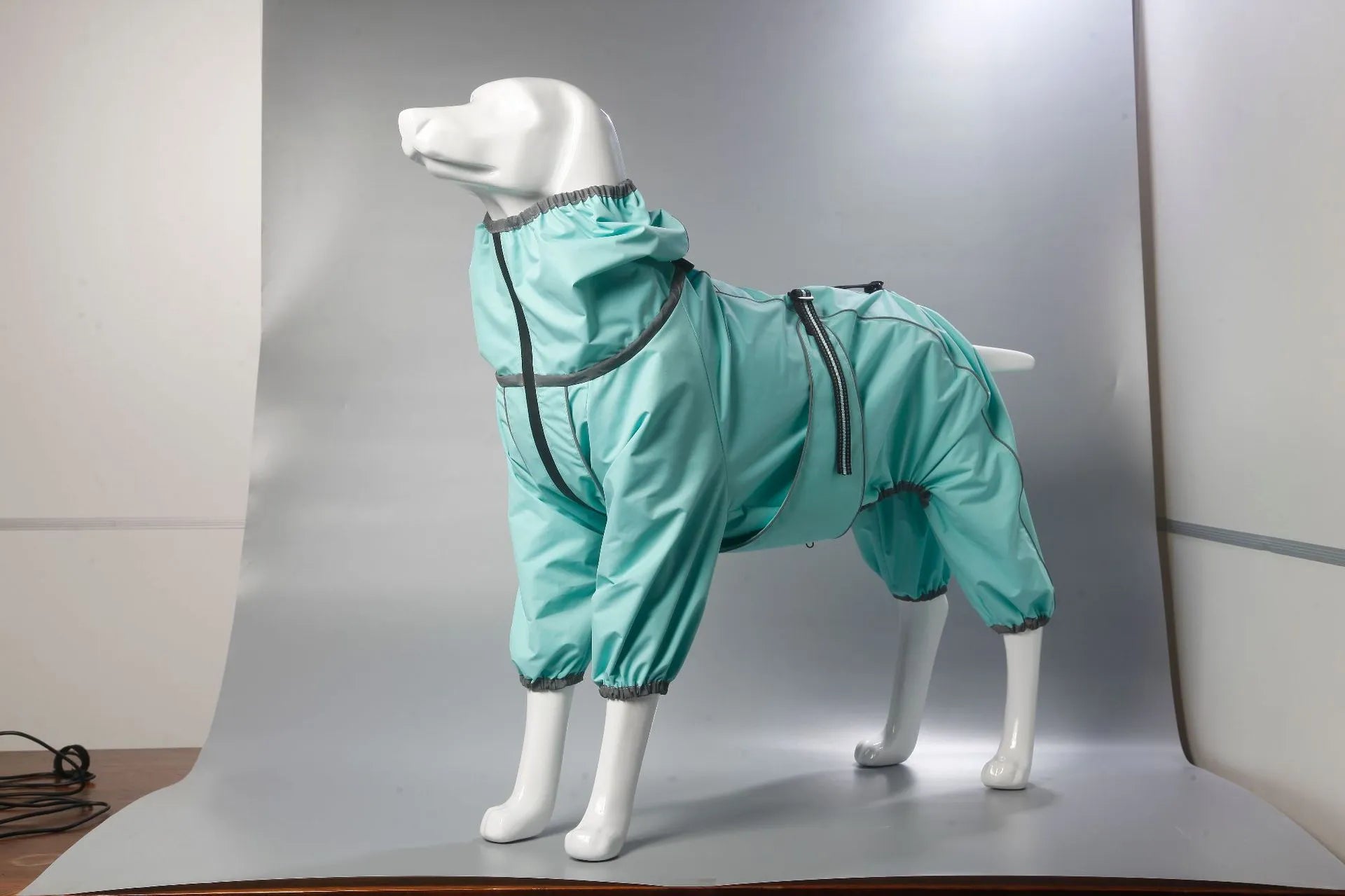 Dog wearing a cotton-padded polyester shell jacket in red, available in sizes M to XXXXL