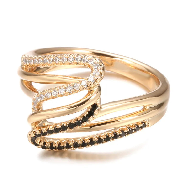 Women's micro-inlaid zircon ring copper electroplating finish colour WK2230
