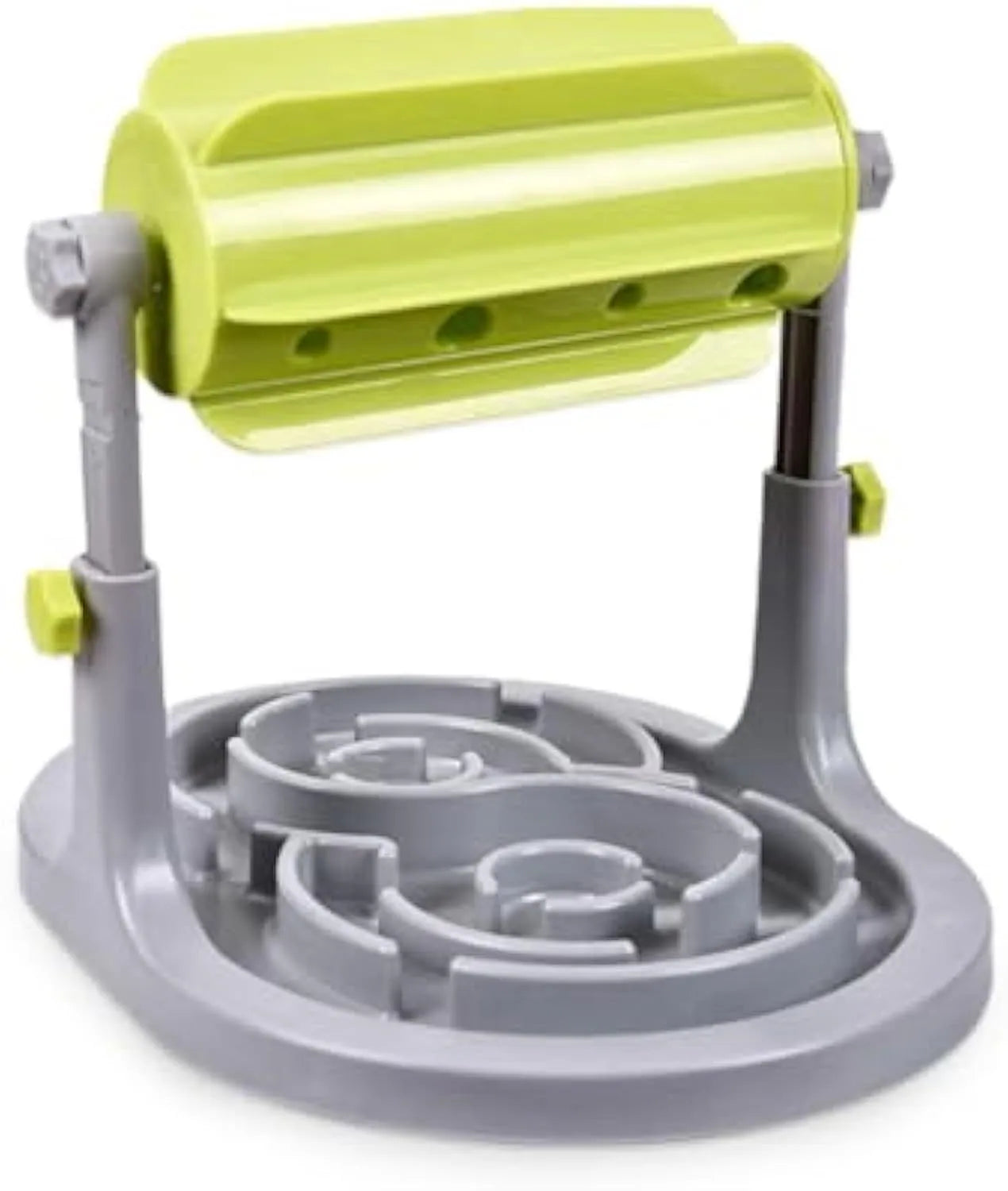Adjustable height interactive slow feeder bowl puzzle toy for dogs and cats in blue green or pink