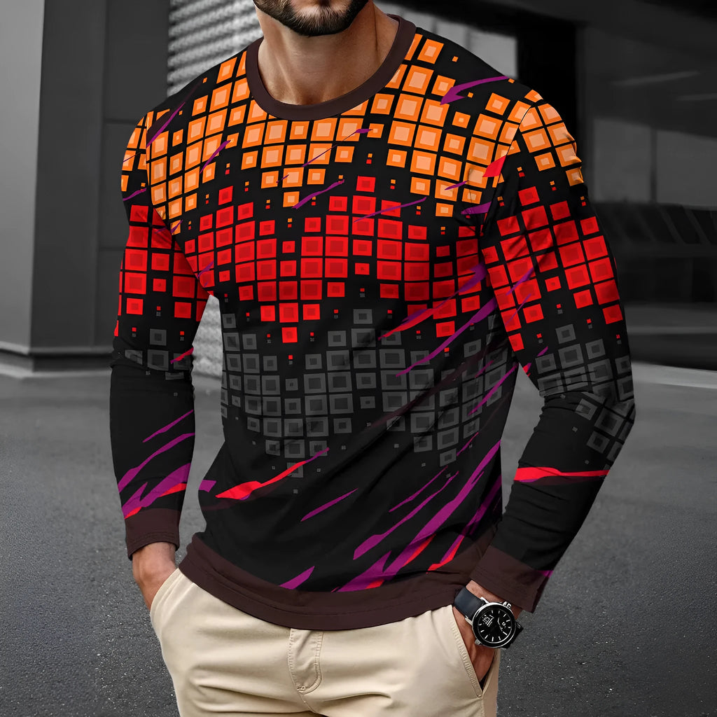 Men's long sleeve milk silk round neck pullover top in multiple colours, size S to 2XL, young casual style