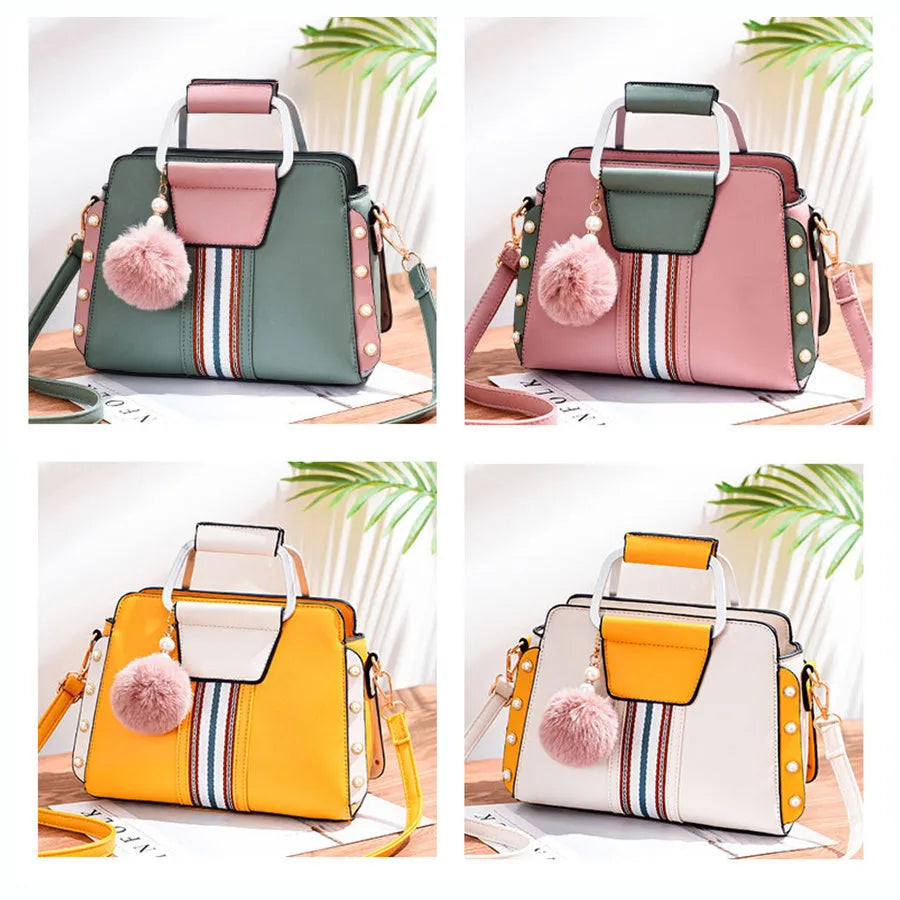 Women's soft PU leather shoulder bag with bead detail, flap shape, zip top, interior pocket, 24x12x18cm, mint colour