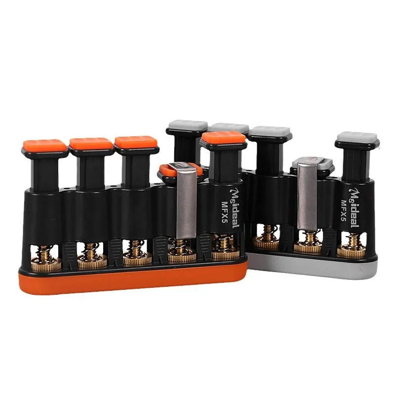 Grey and orange silicone finger trainer for piano guitar hand muscle development